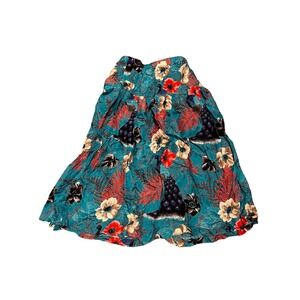 Jonathan Martin Peacock Floral Rayon Skirt – Size 9 – Made in USA